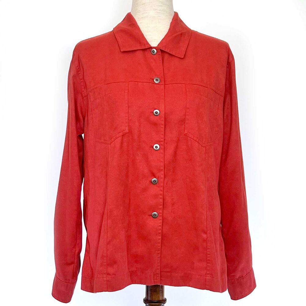 Chico's Coral Microfiber Shirt Large